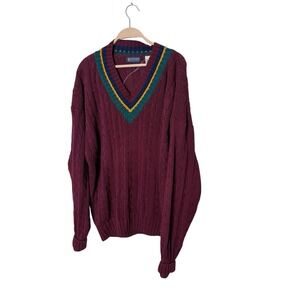 VTG Austin Reed Sweater Men's Large Cable Knit Chunky ‎ Pullover Multicolor